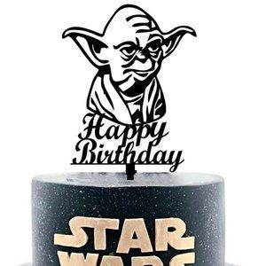 Large Acrylic Hand Painted Yoda Cake Topper